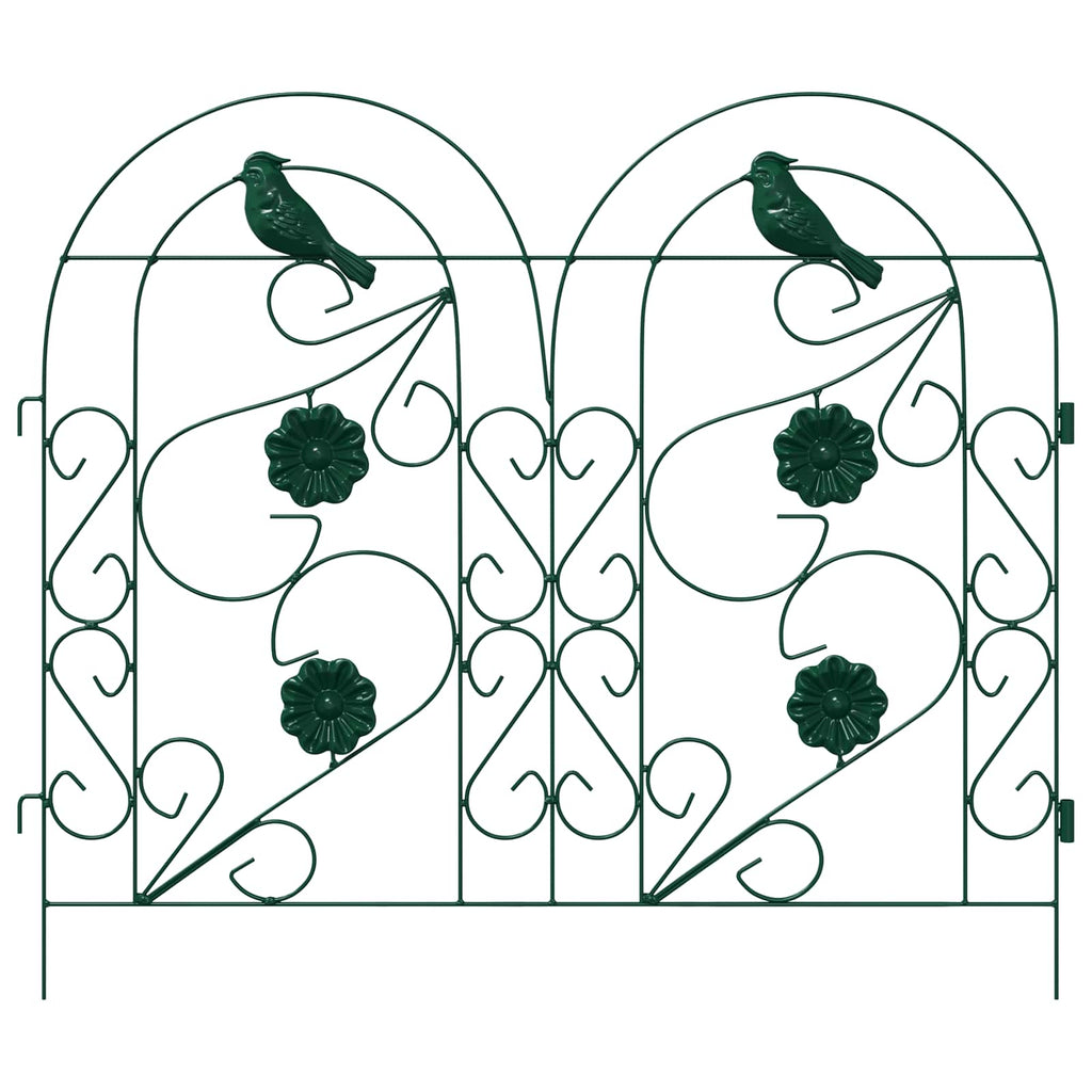 Recinzione da Giardino 5 Pezzi Verde in Acciaio