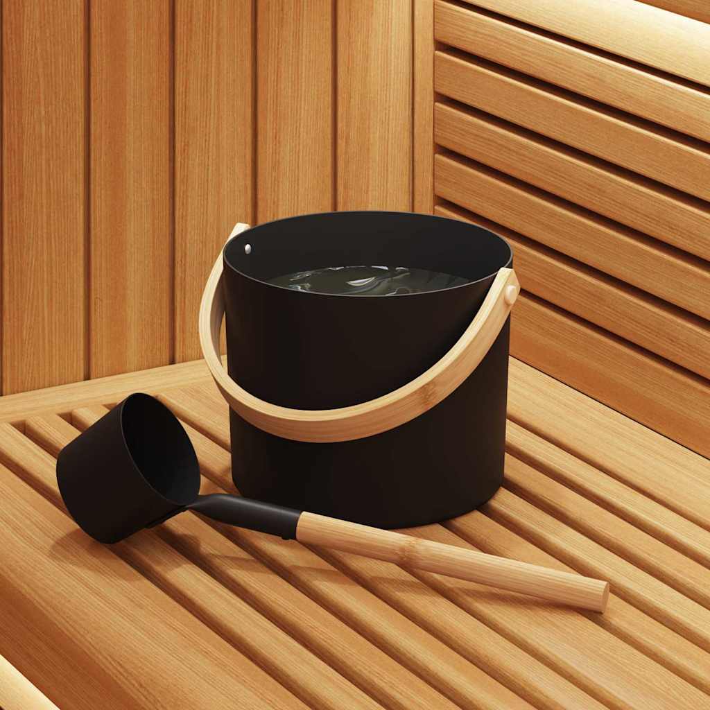 Set di Accessori per Sauna 2 pcs Nero - Alluminio e Legno di Pino