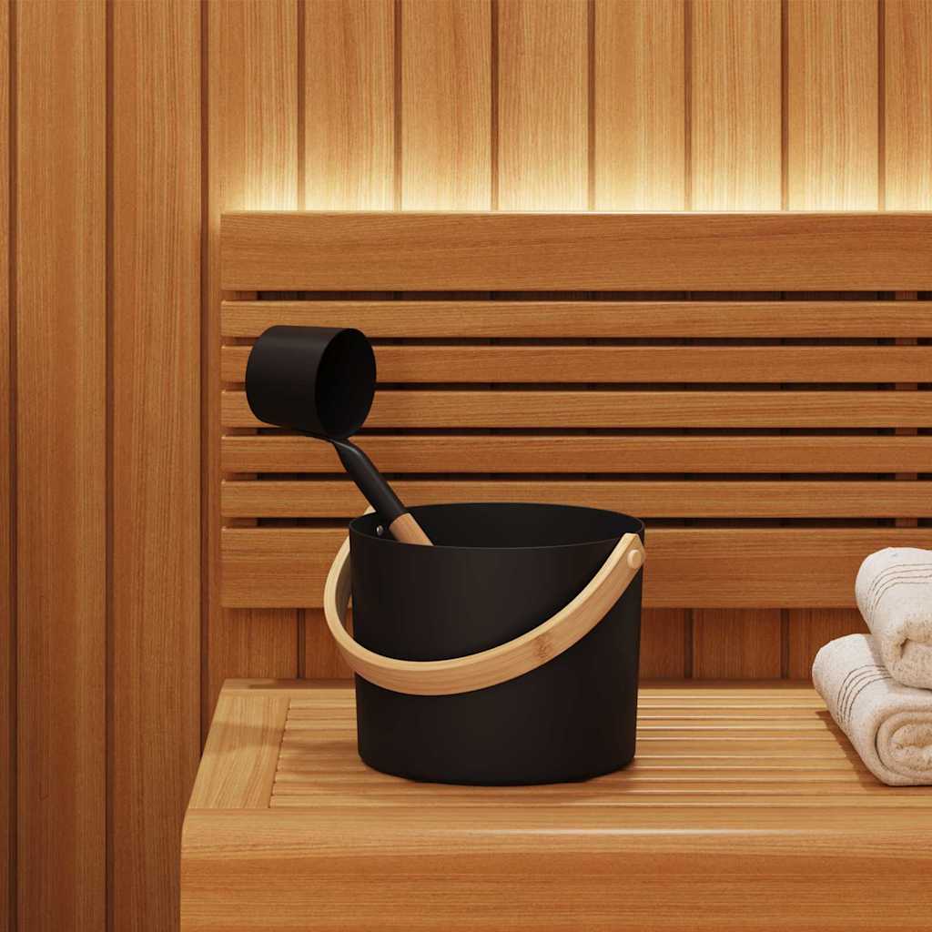 Set di Accessori per Sauna 2 pcs Nero - Alluminio e Legno di Pino