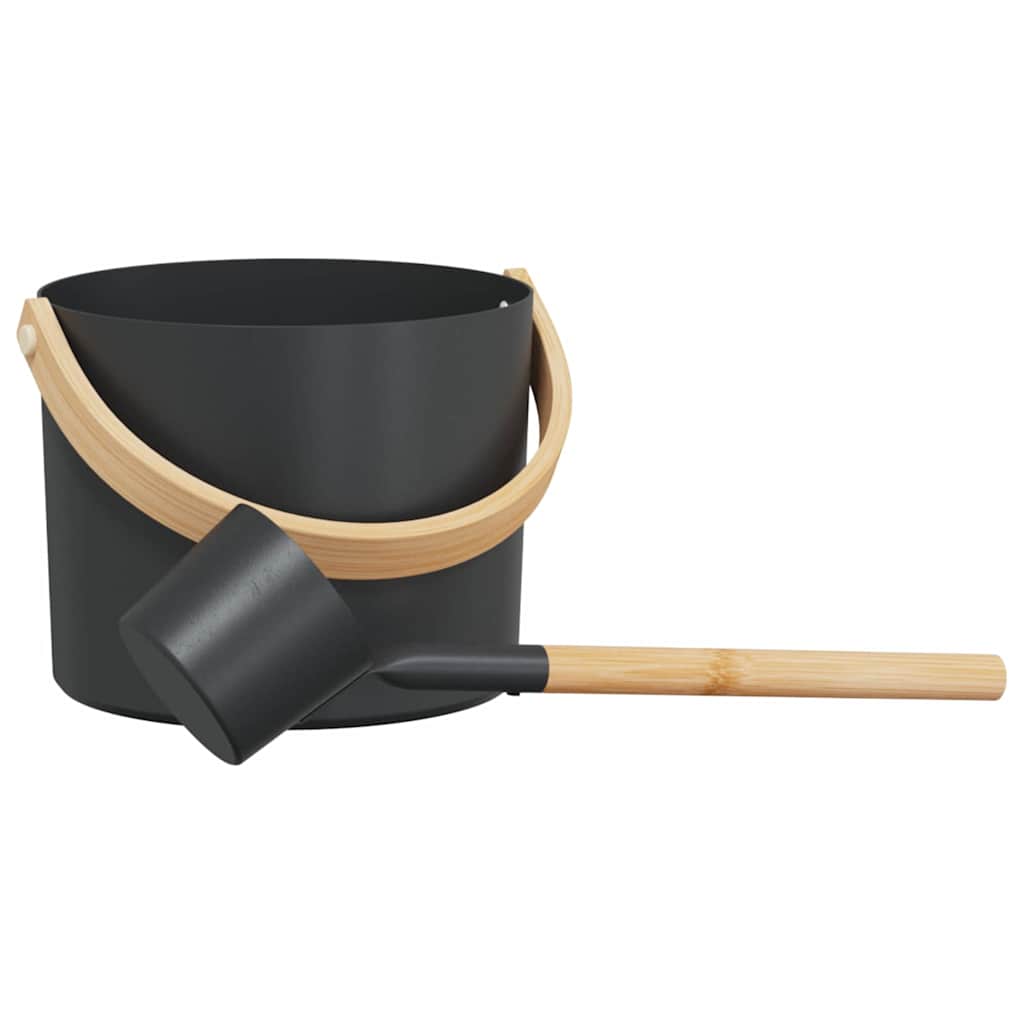 Set di Accessori per Sauna 2 pcs Nero - Alluminio e Legno di Pino
