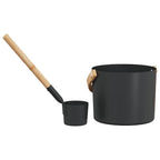 Set di Accessori per Sauna 2 pcs Nero - Alluminio e Legno di Pino