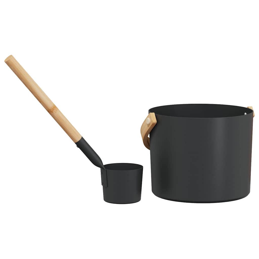 Set di Accessori per Sauna 2 pcs Nero - Alluminio e Legno di Pino