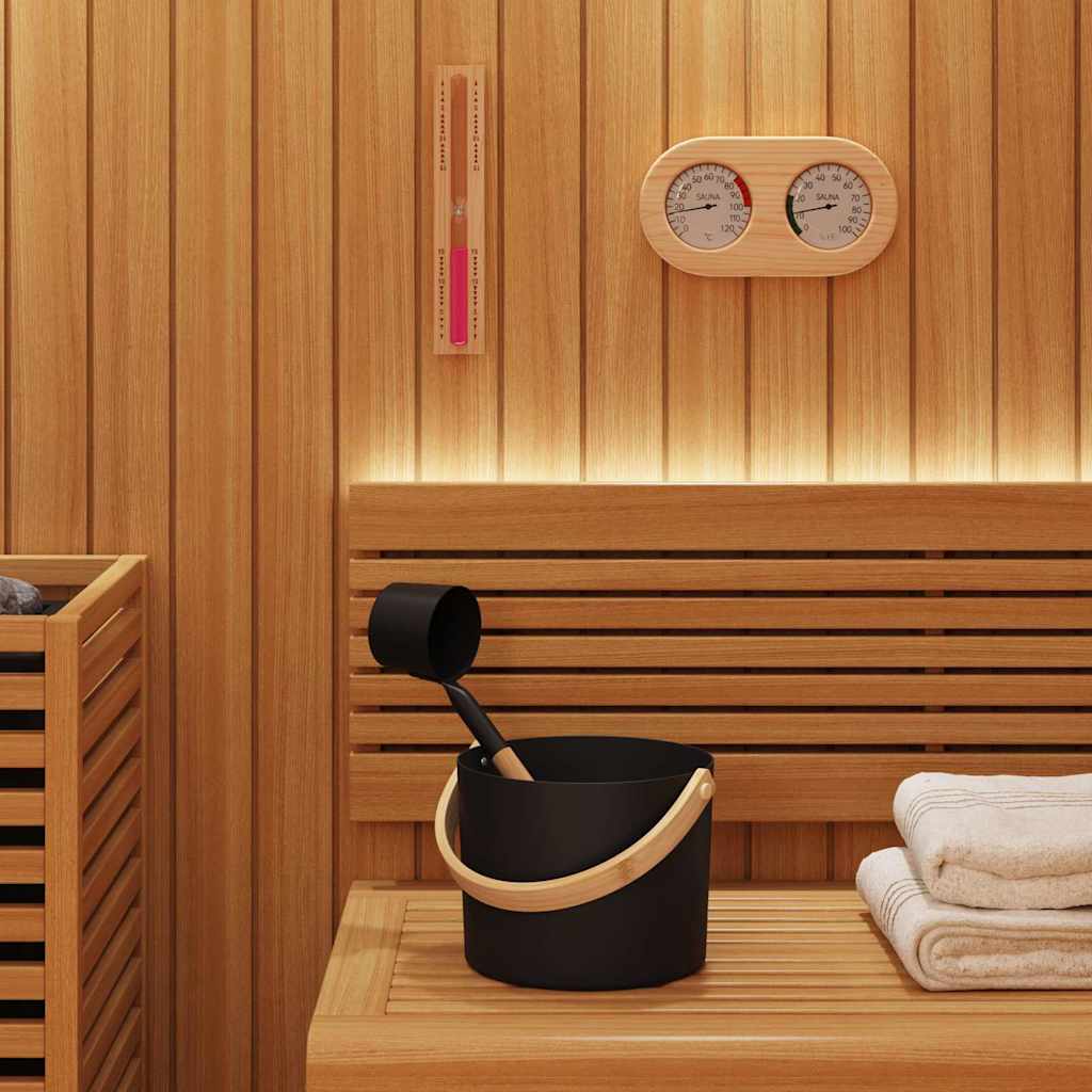 Set di Accessori per Sauna 4 pezzi Nero - Alluminio e Legno di Pino