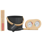 Set di Accessori per Sauna 4 pezzi Nero - Alluminio e Legno di Pino