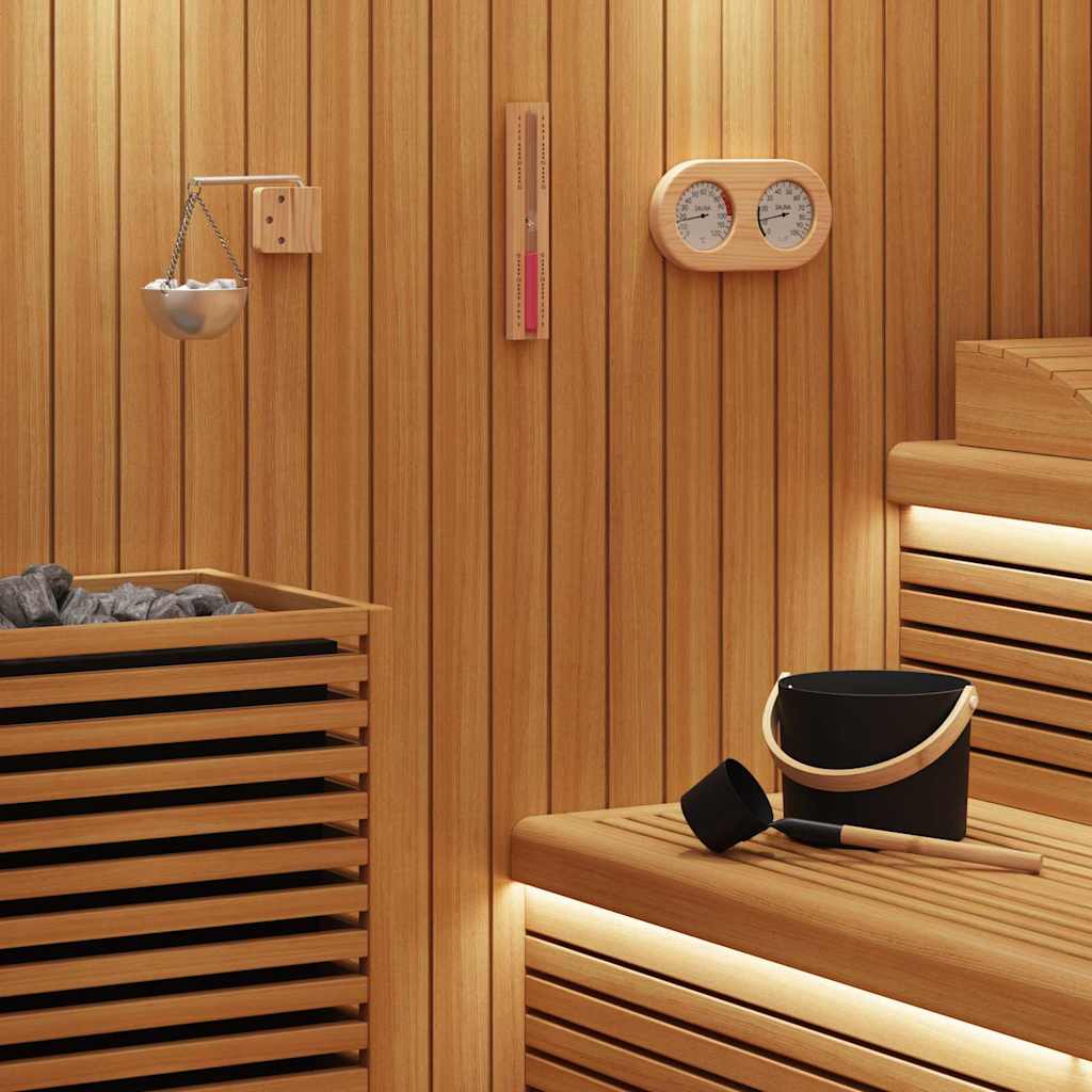 Set di Accessori per Sauna 5 Pezzi Nero - Alluminio e Legno