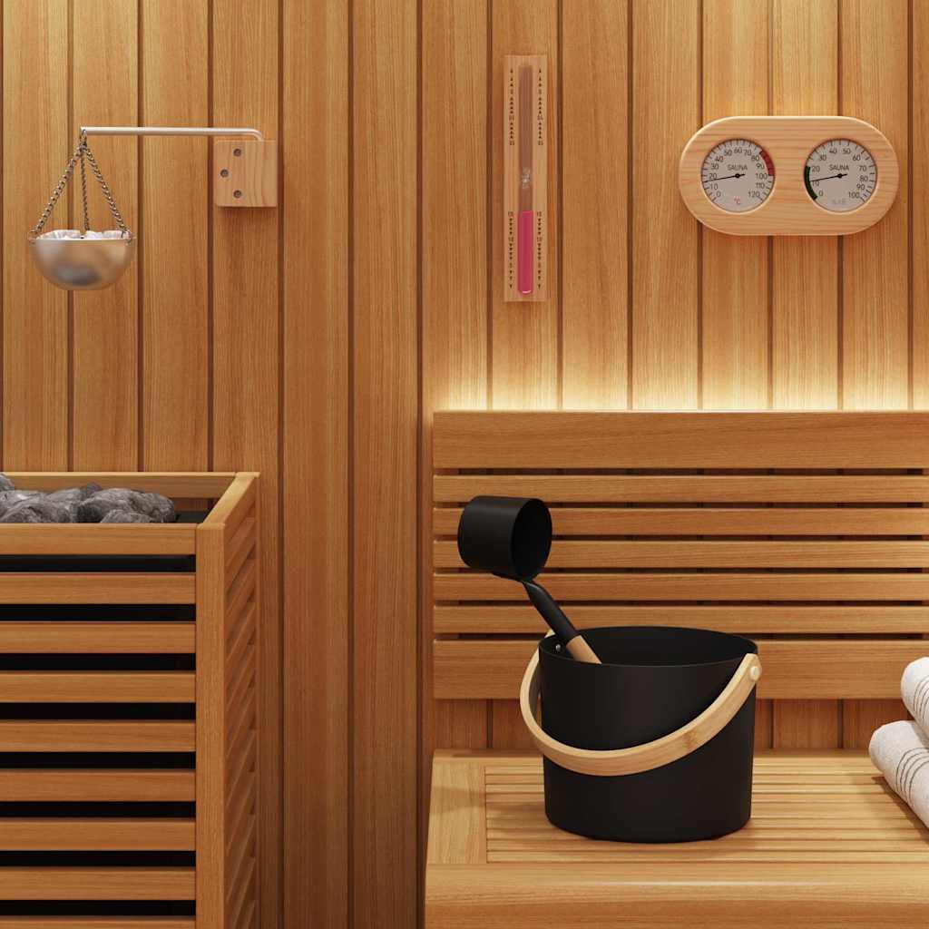 Set di Accessori per Sauna 5 Pezzi Nero - Alluminio e Legno