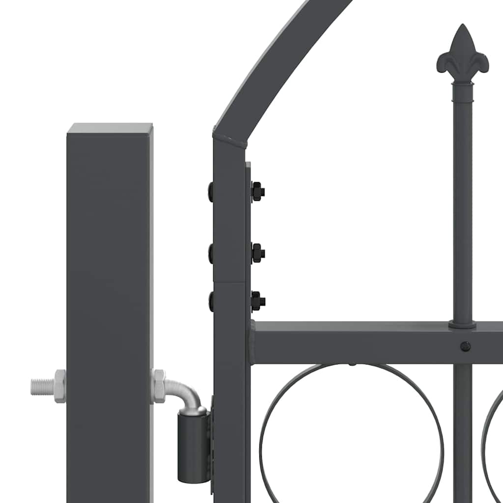 Cancello da Giardino con Parte Superiore Arcuata Assen Grigio 400x175 cm
