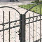 Cancello da Giardino con Parte Superiore Arcuata Assen Grigio 400x175 cm