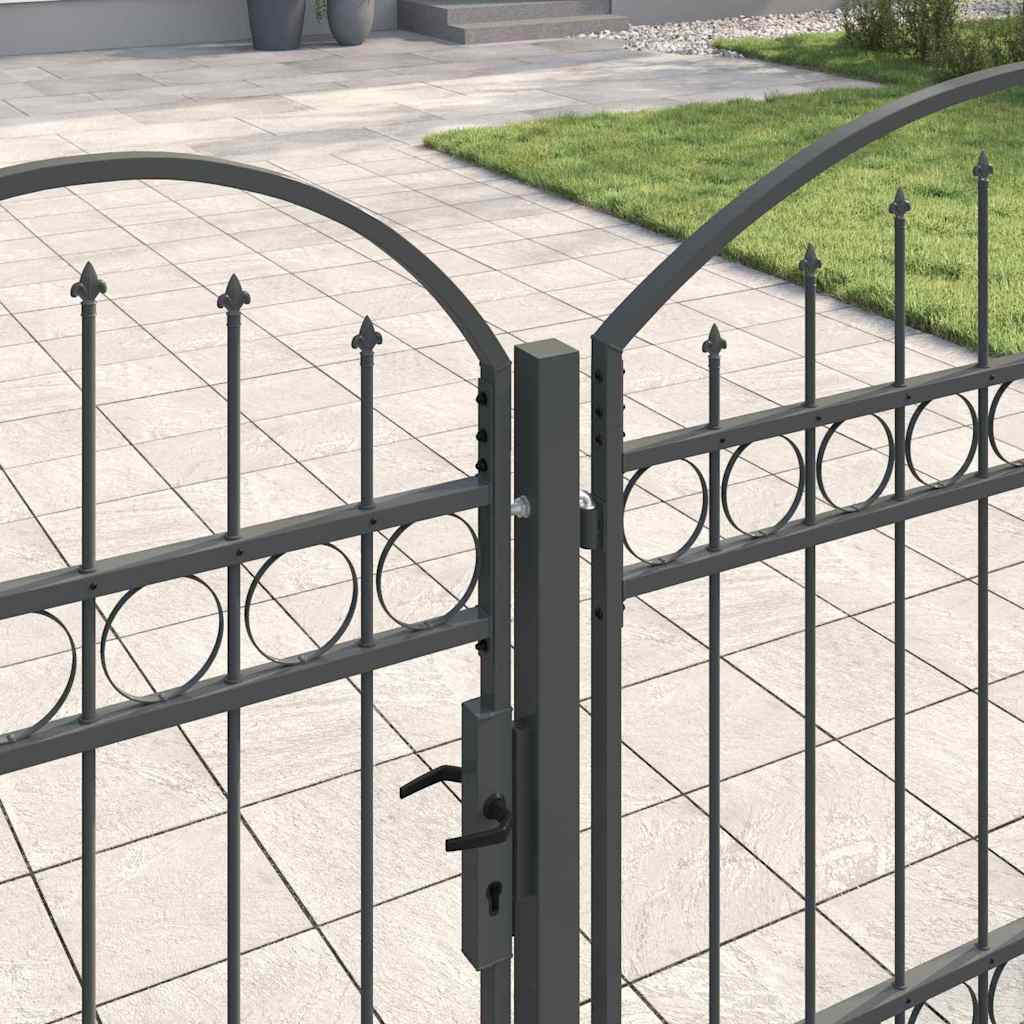 Cancello da Giardino con Parte Superiore Arcuata Assen Grigio 400x175 cm