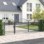 Cancello da Giardino con Parte Superiore Arcuata Assen Grigio 400x175 cm