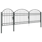 Cancello da Giardino con Parte Superiore Arcuata Assen Grigio 400x175 cm