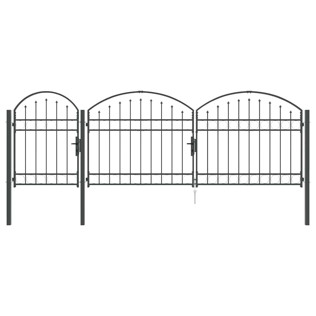 Cancello da Giardino con Parte Superiore Arcuata Assen Grigio 400x175 cm