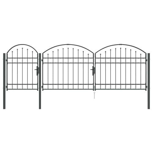 Cancello da Giardino con Parte Superiore Arcuata Assen Grigio 400x175 cm