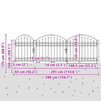 Cancello da Giardino con Parte Superiore Arcuata Assen Grigio 400x175 cm