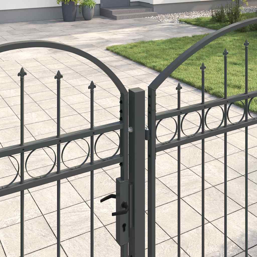 Cancello da Giardino con Parte Superiore Arcuata Assen Grigio 400x150 cm