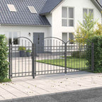 Cancello da Giardino con Parte Superiore Arcuata Assen Grigio 400x150 cm