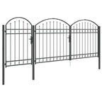 Cancello da Giardino con Parte Superiore Arcuata Assen Grigio 400x150 cm