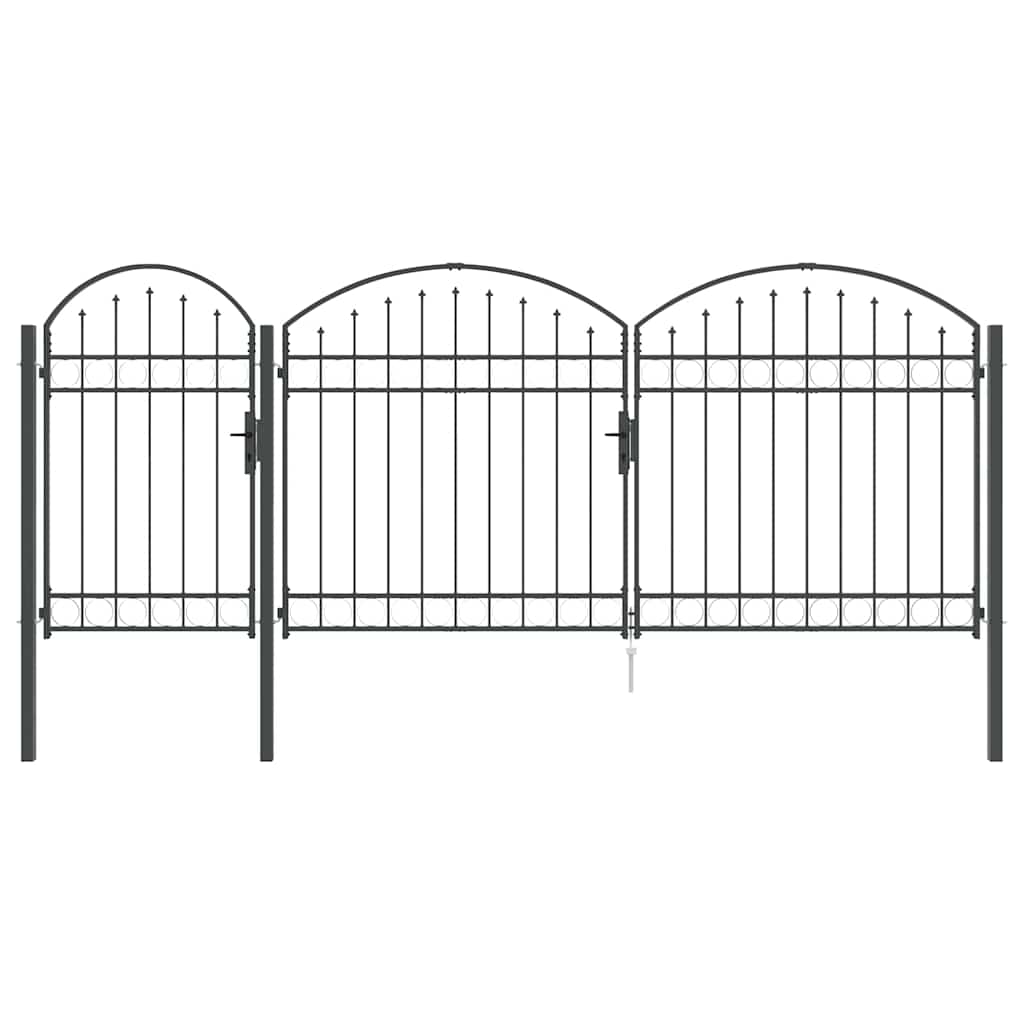 Cancello da Giardino con Parte Superiore Arcuata Assen Grigio 400x150 cm