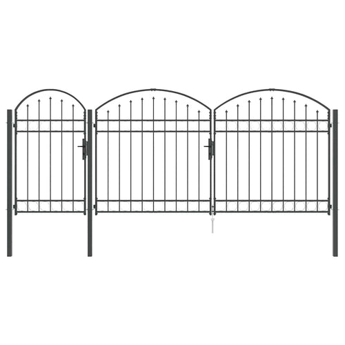 Cancello da Giardino con Parte Superiore Arcuata Assen Grigio 400x150 cm