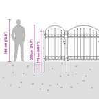 Cancello da Giardino con Parte Superiore Arcuata Assen Grigio 400x150 cm