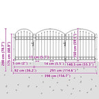 Cancello da Giardino con Parte Superiore Arcuata Assen Grigio 400x150 cm