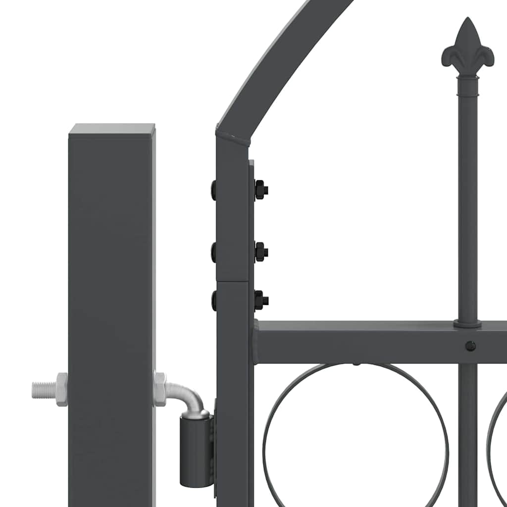 Cancello da Giardino Assen con Parte Superiore Arcuata Grigio 400x175 cm