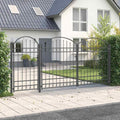 Cancello da Giardino Assen con Parte Superiore Arcuata Grigio 400x175 cm