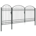 Cancello da Giardino Assen con Parte Superiore Arcuata Grigio 400x175 cm