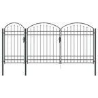 Cancello da Giardino Assen con Parte Superiore Arcuata Grigio 400x175 cm