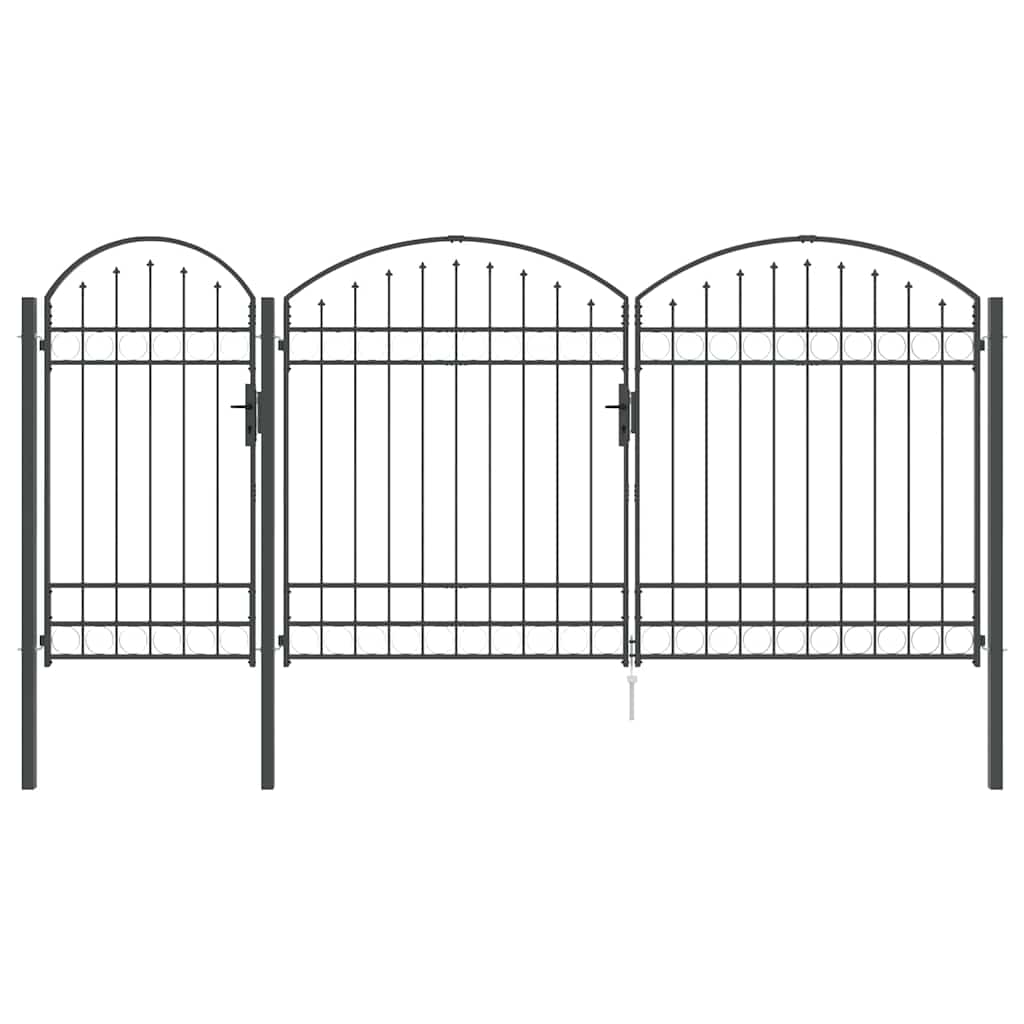 Cancello da Giardino Assen con Parte Superiore Arcuata Grigio 400x175 cm