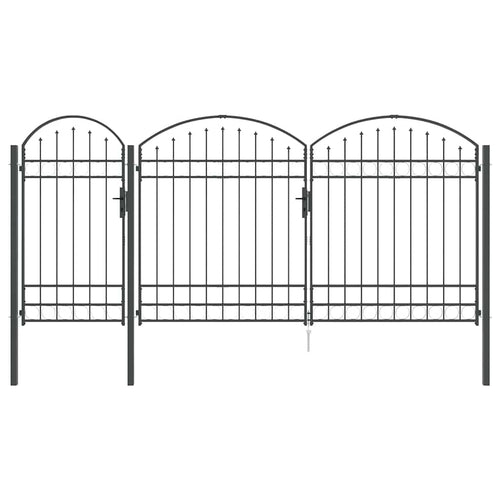 Cancello da Giardino Assen con Parte Superiore Arcuata Grigio 400x175 cm