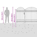 Cancello da Giardino Assen con Parte Superiore Arcuata Grigio 400x175 cm