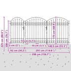 Cancello da Giardino Assen con Parte Superiore Arcuata Grigio 400x175 cm