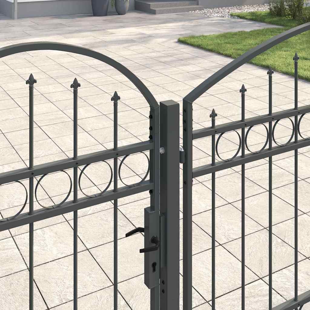 Cancello da Giardino Assen con Parte Superiore Arcuata Grigio 500x150 cm