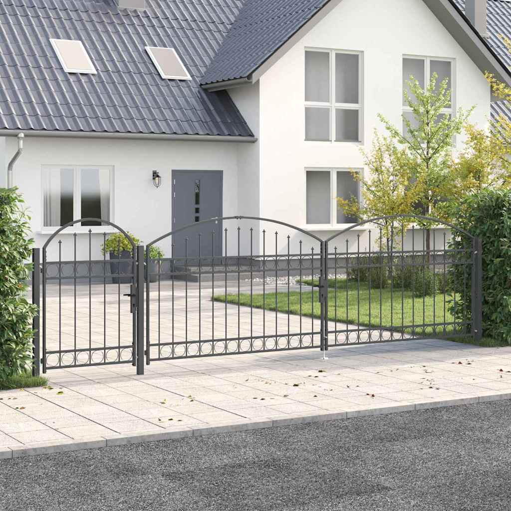Cancello da Giardino Assen con Parte Superiore Arcuata Grigio 500x150 cm