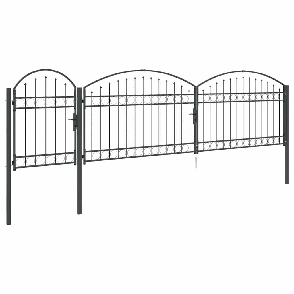 Cancello da Giardino Assen con Parte Superiore Arcuata Grigio 500x150 cm