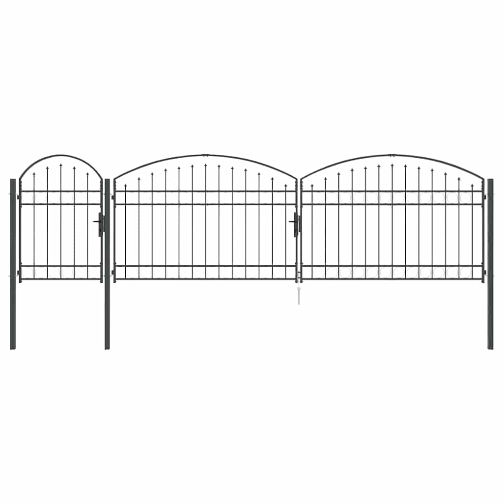 Cancello da Giardino Assen con Parte Superiore Arcuata Grigio 500x150 cm