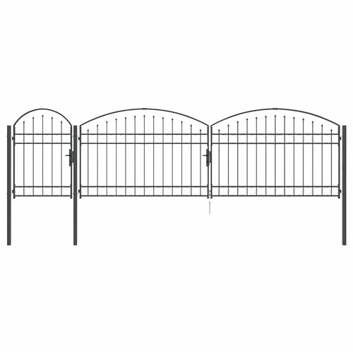 Cancello da Giardino Assen con Parte Superiore Arcuata Grigio 500x150 cm