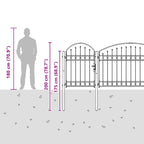 Cancello da Giardino Assen con Parte Superiore Arcuata Grigio 500x150 cm