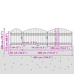 Cancello da Giardino Assen con Parte Superiore Arcuata Grigio 500x150 cm