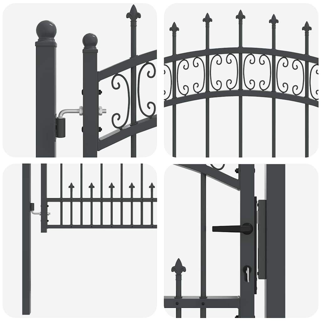 Cancello con Punta a Lancia KAMPEN 103 x 75 cm Acciaio Grigio
