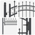 Cancello con Punta a Lancia KAMPEN 103 x 75 cm Acciaio Grigio