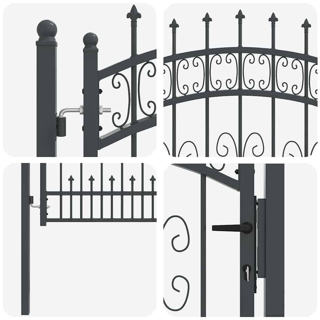 Cancello con Punta a Lancia KAMPEN 103 x 100 cm Acciaio Grigio