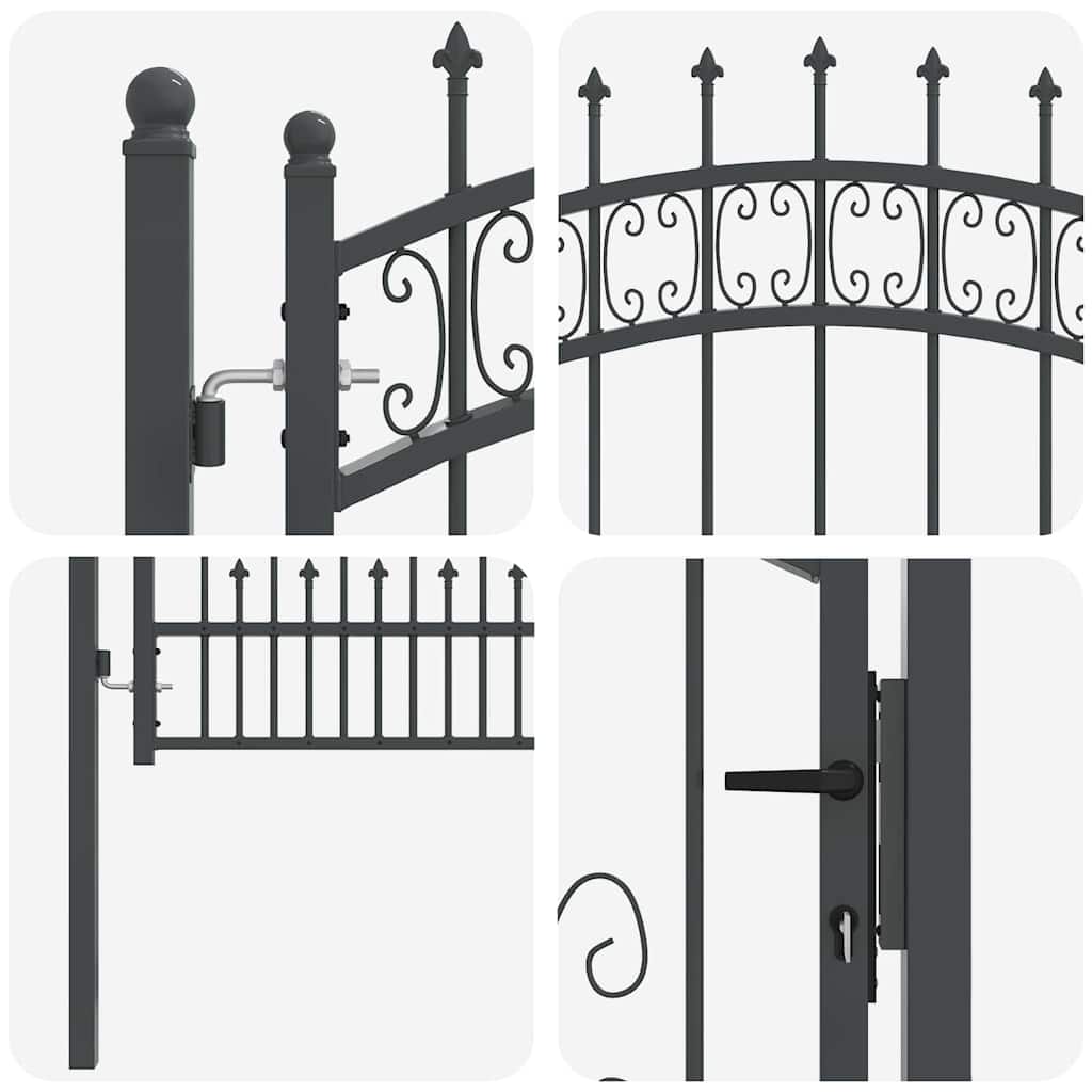 Cancello con Punta a Lancia KAMPEN 103 x 175 cm Acciaio Grigio