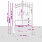 Cancello con Punta a Lancia KAMPEN 103 x 175 cm Acciaio Grigio