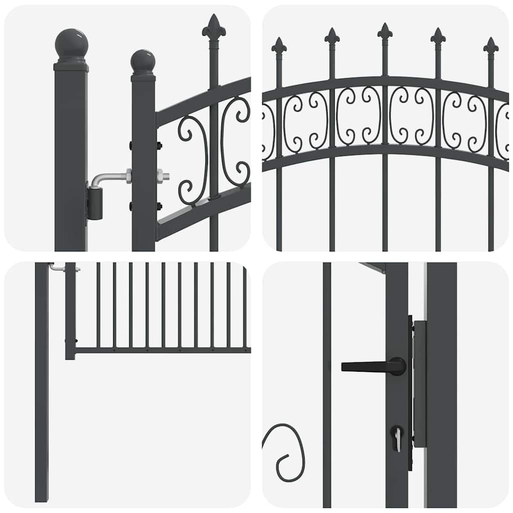 Cancello con Punta a Lancia KAMPEN 103 x 175 cm Acciaio Grigio