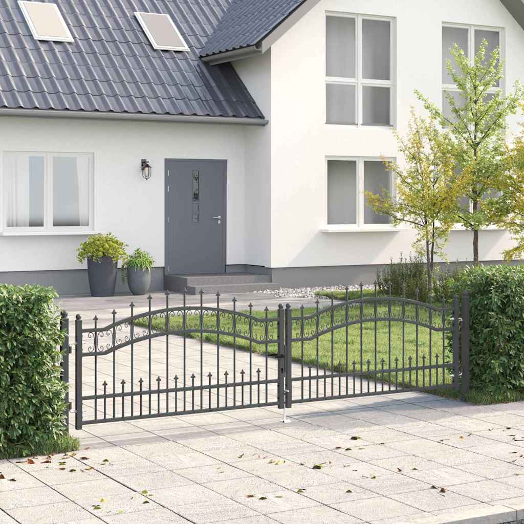 Cancello con Punta a Lancia KAMPEN 305 x 75 cm Acciaio Grigio
