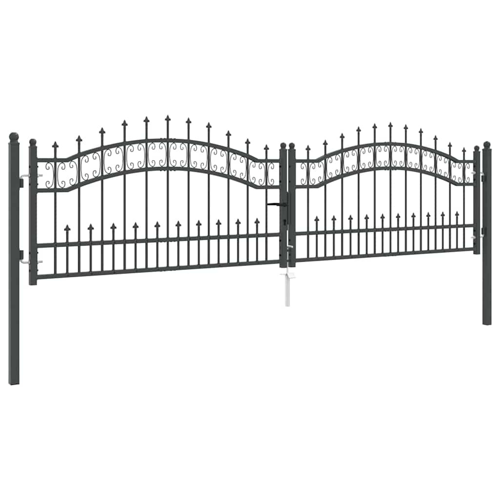 Cancello con Punta a Lancia KAMPEN 305 x 75 cm Acciaio Grigio