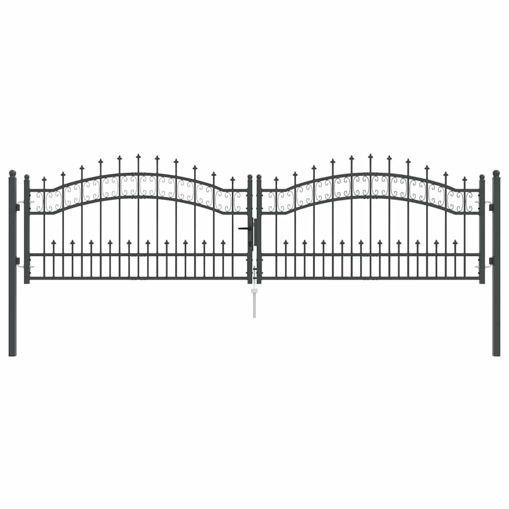 Cancello con Punta a Lancia KAMPEN 305 x 75 cm Acciaio Grigio