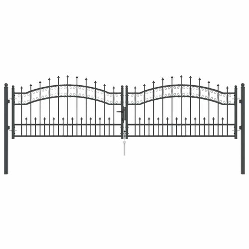 Cancello con Punta a Lancia KAMPEN 305 x 75 cm Acciaio Grigio